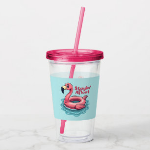 Retro Flamingo Schwimmhilfe Lustiger Sommer Acryltrinkbecher