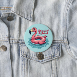 Retro Flamingo Schwimmhilfe Lustiger Sommer Button