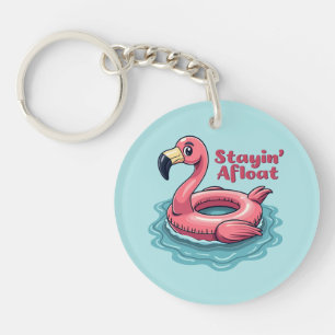 Retro Flamingo Schwimmhilfe Lustiger Sommer Schlüsselanhänger