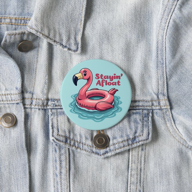 Retro Flamingo Schwimmkörper Lustiger Sommer Button (Beispiel)