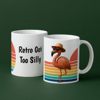 Retro Flamingo & Silly Vibes Mug Duo – Quadratisch Kaffeetasse