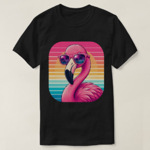 Retro-Flamingo-Sonnenuntergang-Tropisches Design T-Shirt