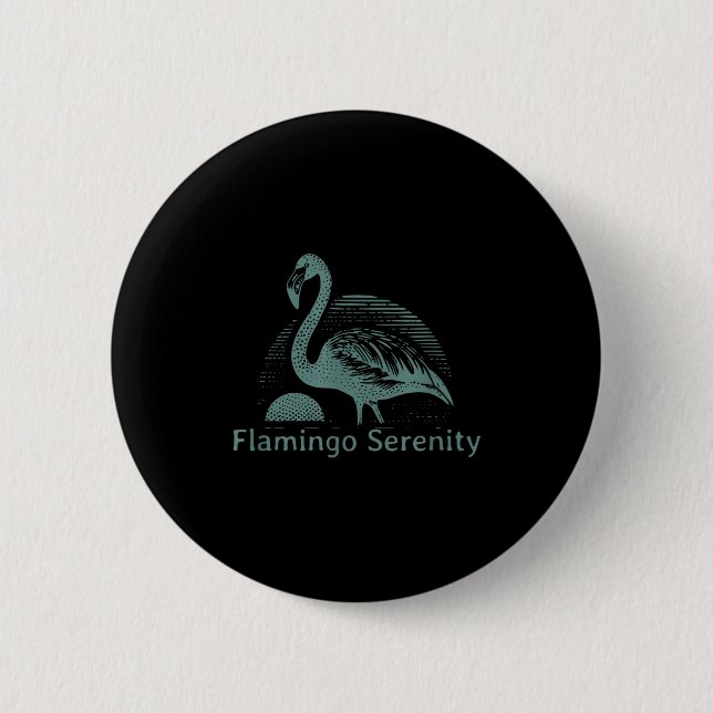 Retro Flamingo Sunset Funny 70s 80s 90s Men Women  Button (Vorderseite)