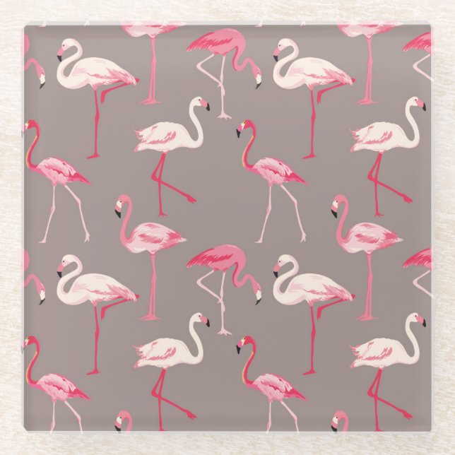 Retro Flamingos 2 Glasuntersetzer (Vorderseite)