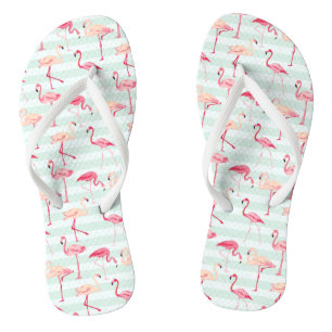 Retro Flamingos auf tadellosen Streifen Flip Flops