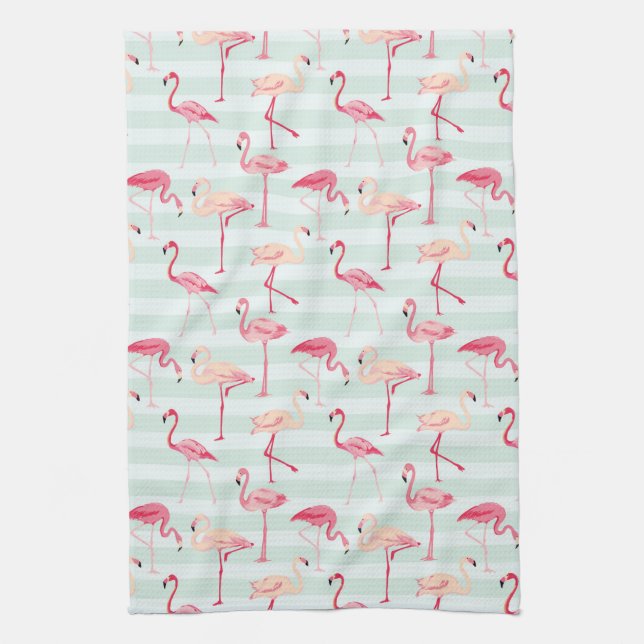 Retro Flamingos auf tadellosen Streifen Handtuch (Vertikal)