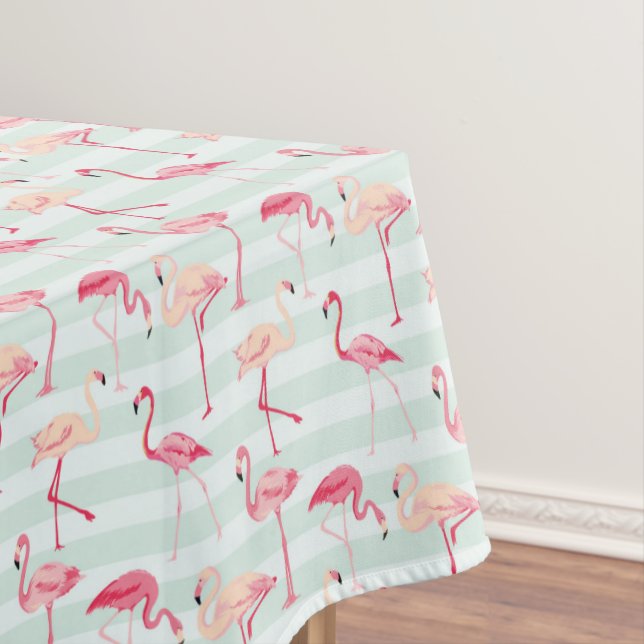 Retro Flamingos auf tadellosen Streifen Tischdecke (Beispiel)
