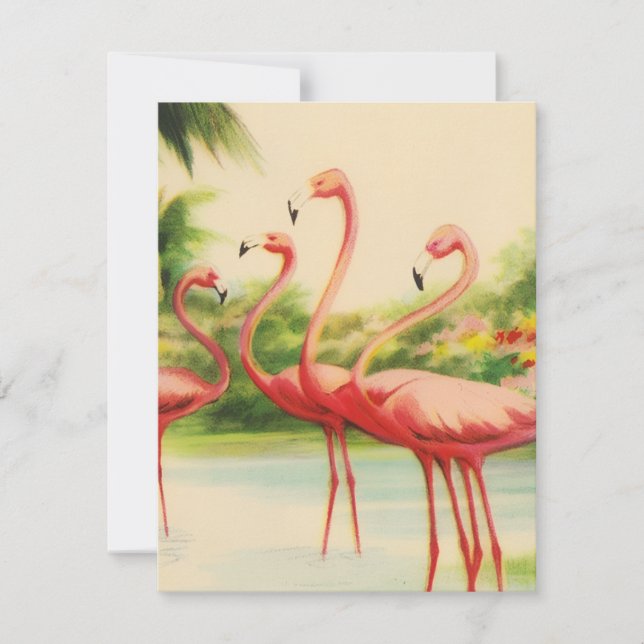 Retro-Flamingos Mitteilungskarte (Vorderseite)