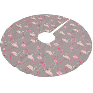 Retro Flamingos  Monogramm 2 Polyester Weihnachtsbaumdecke