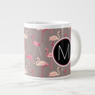 Retro Flamingos  Monogramm Jumbo-Tasse