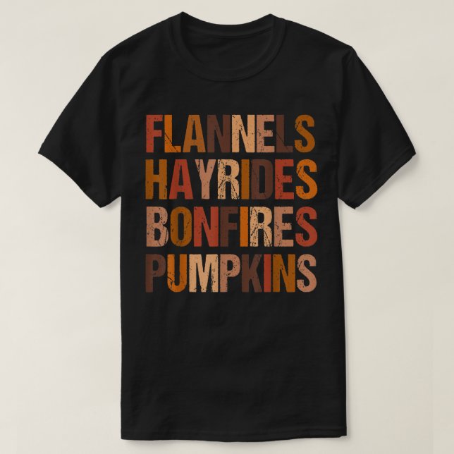 Retro Flannels Hayrides Bonfires Pumpkins Fall Sea T-Shirt (Design vorne)