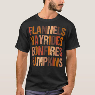 Retro Flannels Hayrides Bonfires Pumpkins Fall Sea T-Shirt