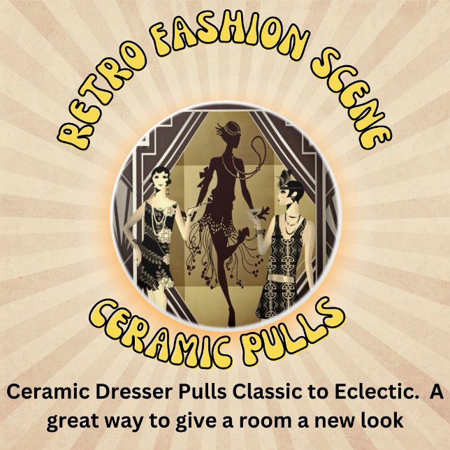 Retro Flapper Dancers Black Gold Keramikknauf (Von Creator hochgeladen)