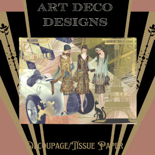 Retro Flappers in Paris Decoupage, Handwerk, Seidenpapier