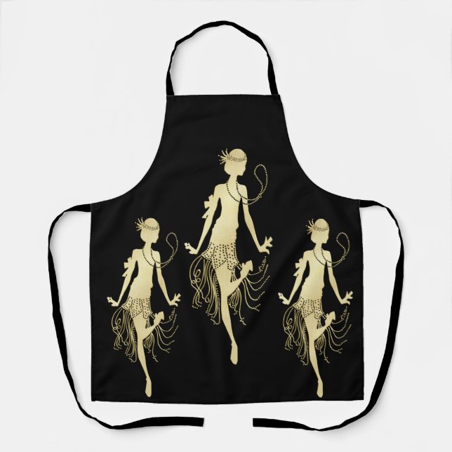 Retro Flappers, schwarzer Hintergrund Schürze (Vorderseite)