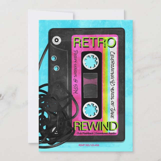 Retro Flashback Geburtstagspartei Einladung (Vorderseite)