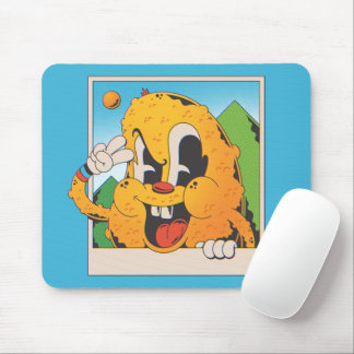 Retro-Flauschiges-Orange-Friedenszeichen-Cartoon Mousepad