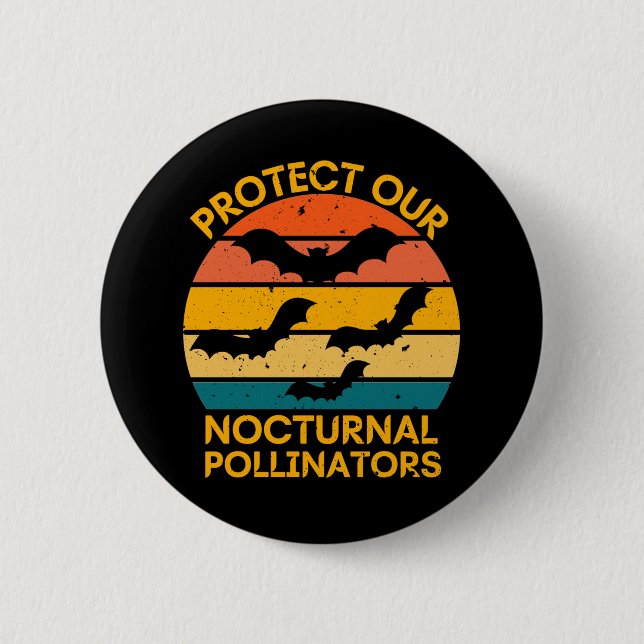 Retro Fledermaus Vintage Gruselig Button (Vorderseite)