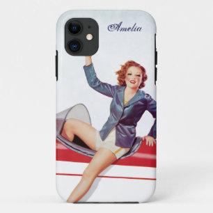 Retro Fliegen-Mädchen personalisiert Case-Mate iPhone Hülle
