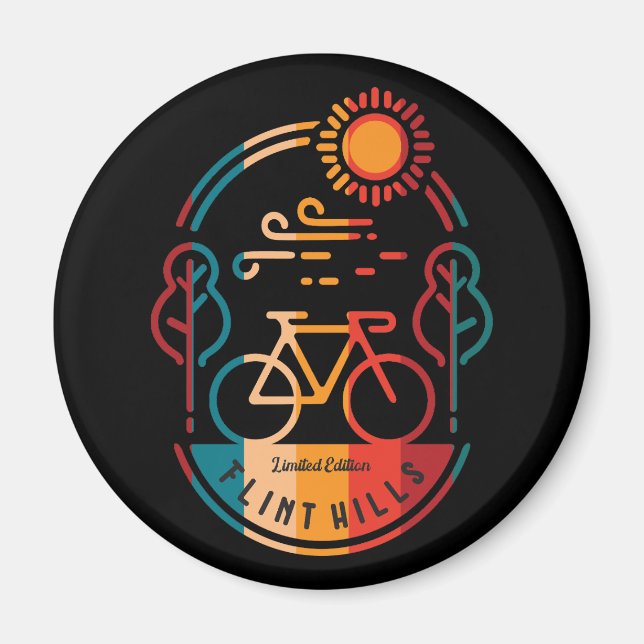 Retro Flint Hills Radweg. Magnet (Vorne)