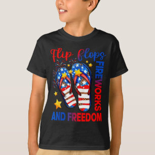 Retro Flip Flops Feuerwerk & Freiheit Amerikan T-Shirt