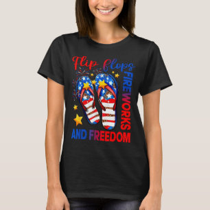 Retro Flip Flops Feuerwerk &amp; Freiheit Amerikan T-Shirt