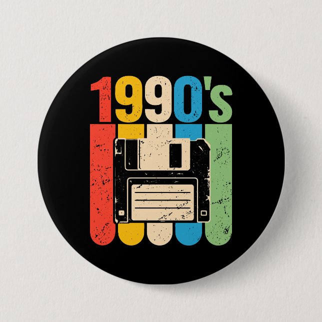 Retro-Floppydisk-Computer-Nostalgie der 1990er Button (Vorderseite)