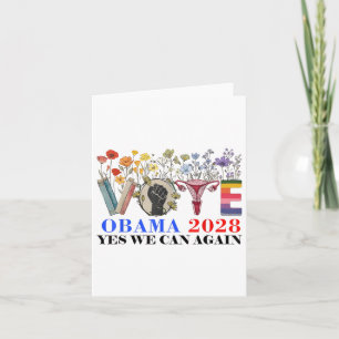 Retro Floral Abstimmung Obama 2028 Ja Wir können w Karte