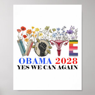 Retro Floral Abstimmung Obama 2028 Ja Wir können w Poster