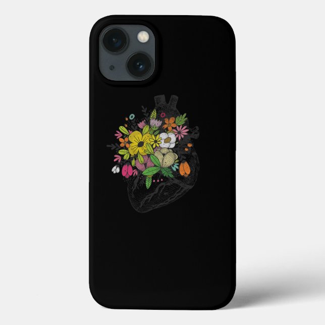 Retro Floral Anatomisches menschliches Herz für Fr Case-Mate iPhone Hülle (Rückseite)