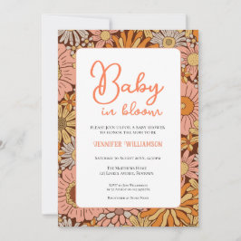 Retro Floral Baby Shower invitation Einladung