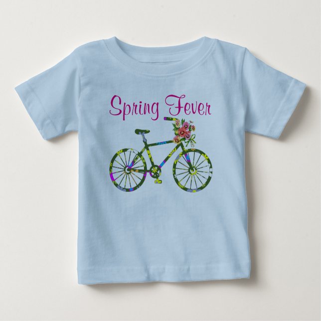 Retro Floral Bicycle Spring Fever Baby T-shirt (Vorderseite)