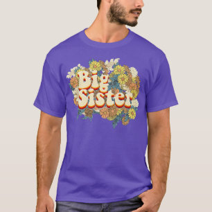 Retro Floral Big Sister Geschwister Little Sister T-Shirt
