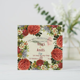 Retro Floral Boho Hochzeit Einladung