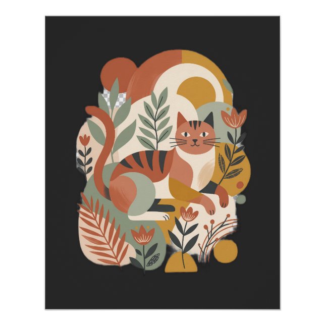 Retro-Floral-Boho-Kunst-T-Shirt Poster (Vorderseite)