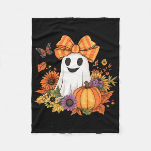 Retro Floral Boo Ghost Pumpkin Bow Halloween Fraue Fleecedecke