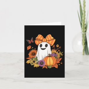 Retro Floral Boo Ghost Pumpkin Bow Halloween Fraue Karte