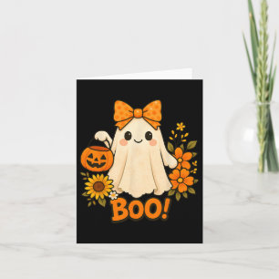 Retro Floral Boo Ghost Pumpkin Bow Halloween Fraue Karte