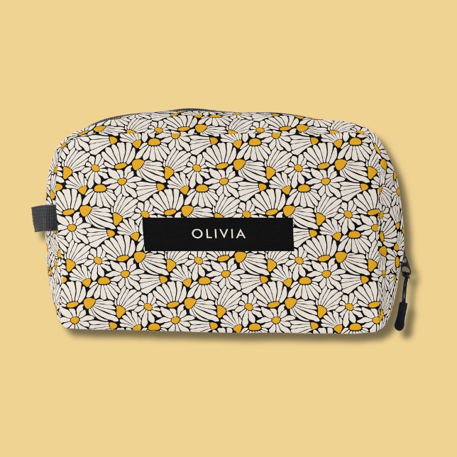 Retro floral botanical block print waschbeutel (Retro floral botanical block print personalized toiletry bag)