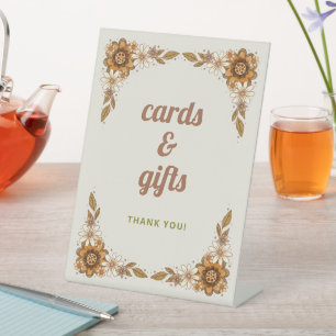 Retro Floral   Brautparty Karten und Geschenke Sockelschild