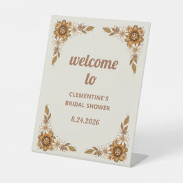 Retro Floral | Brautparty Willkommen Sockelschild