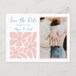 Retro Floral Chic Foto Save the Date Postkarte