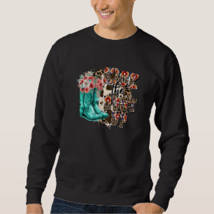 Retro floral Cowgirl Stiefel Kick Up Western Sweatshirt