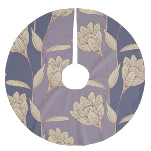 Retro Floral Crocus: Blue Mauve Wallpaper Polyester Weihnachtsbaumdecke