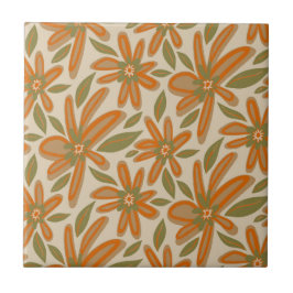 Retro Floral Delight Blume Blühen Energie Fliese