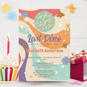 Retro Floral Disco Bachelorette Wochenende Party Einladung