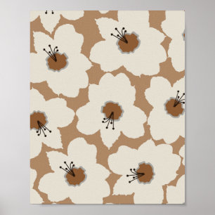 Retro Floral Earth Tones Poster