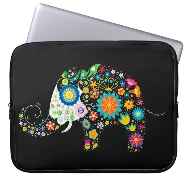 Retro Floral Elephant Fine Niedlich Girl Laptopschutzhülle (Vorderseite)