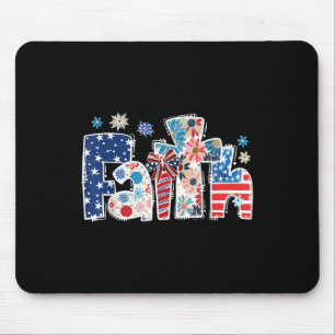 Retro Floral Faith Us Flagge Christlich Amerikanis Mousepad