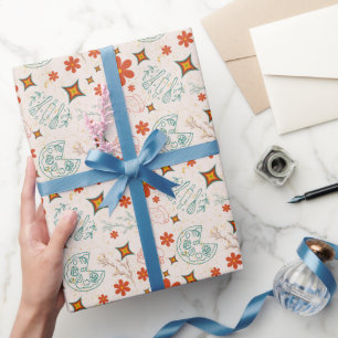 Retro Floral Fast Food Muster Geschenkpapier